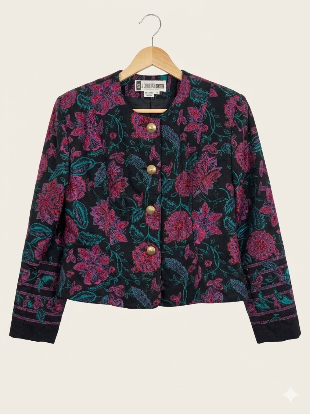 SK & Company Petite floral print blazer tapestry cottagecore quilted vintage